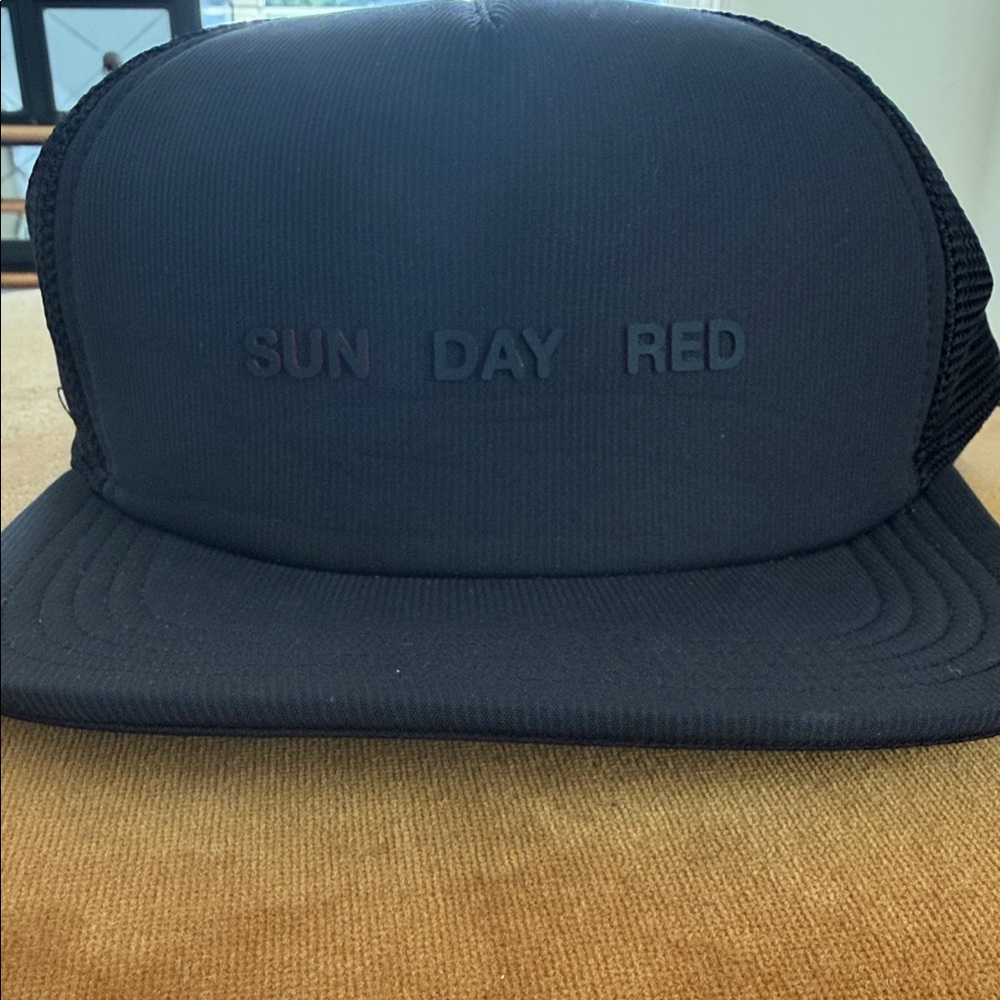 SUN DAY RED Embossed Black Trucker Hat